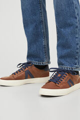 Jack & Jones Zapatilla deportiva tipo bamba efecto piel bandas laterales monocolor marrón