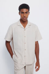 Springfield Camisa manga corta jacquard ligero beige