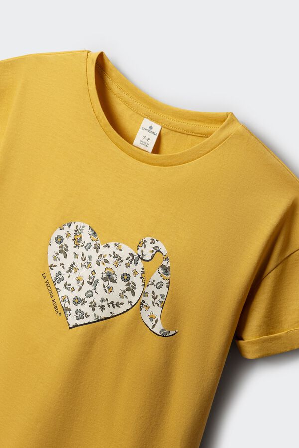 Springfield Kids Camiseta "Coraz&oacute;n con pelazo" amarillo