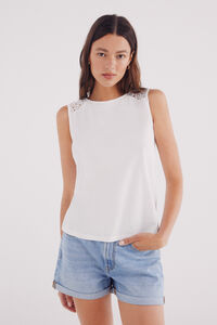 Springfield Camiseta de crochet com ombros