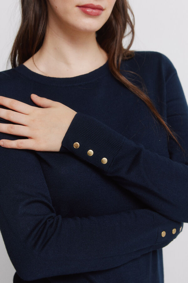 Springfield Camisola fina bot&otilde;es punhos azul