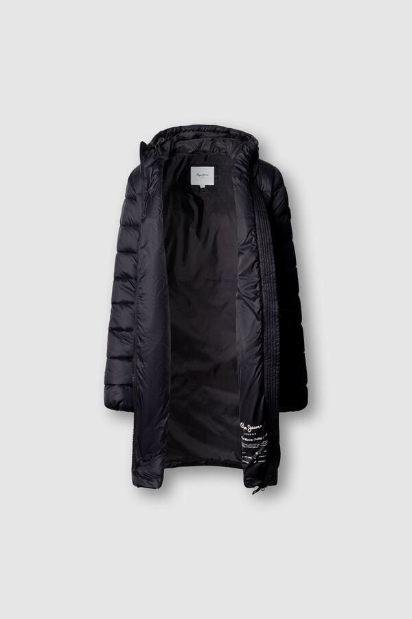 Pepe Jeans Sobretudo acolchoado com capuz e bolsos preto