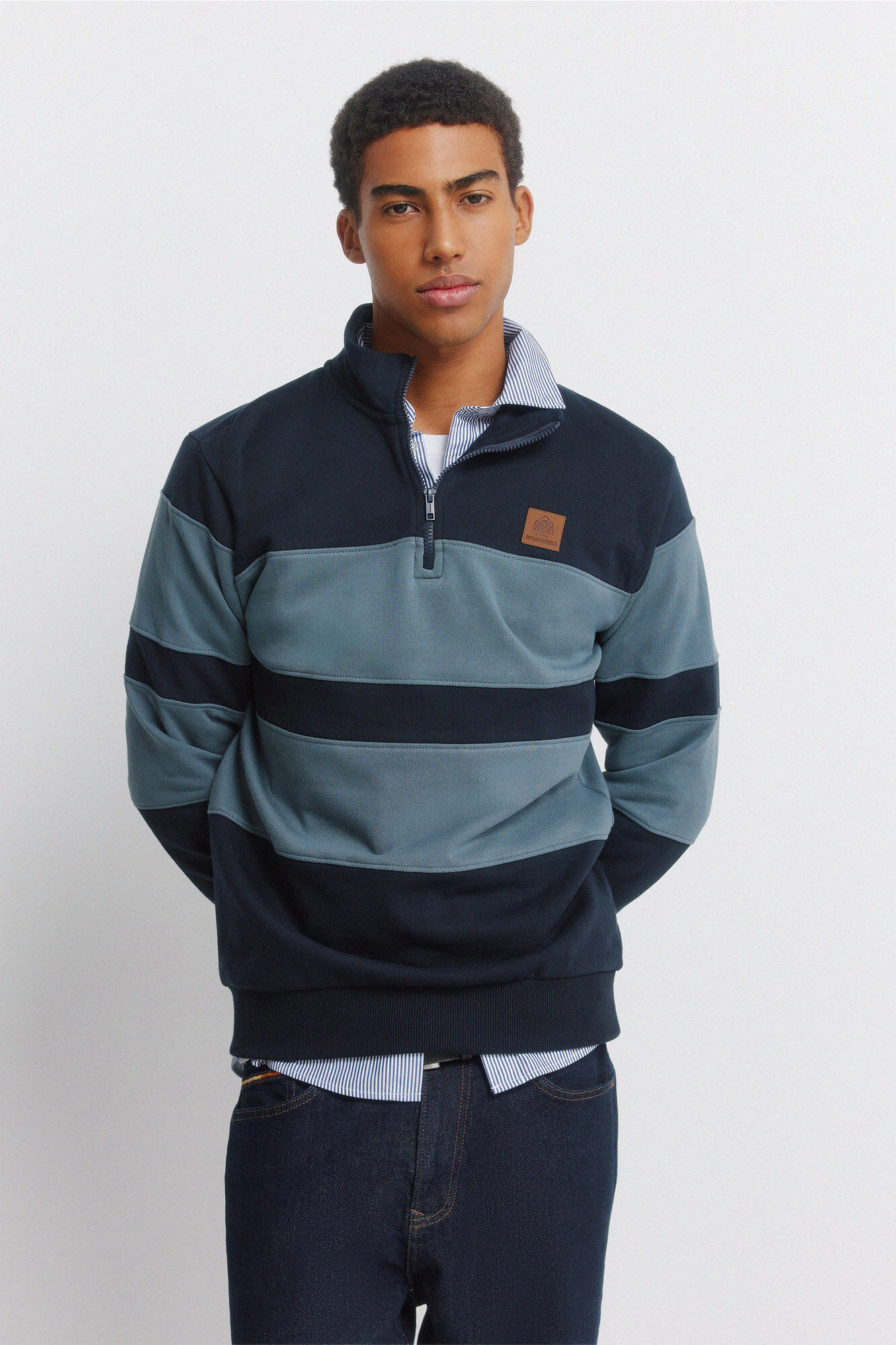 Springfield Sweatshirt gola de fecho efeito color block