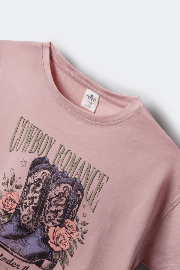 Springfield Kids Camiseta botas cowboy niña rosa