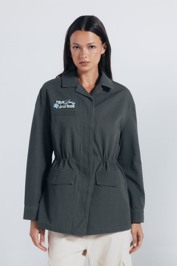 Springfield Overshirt militar com remendos bege
