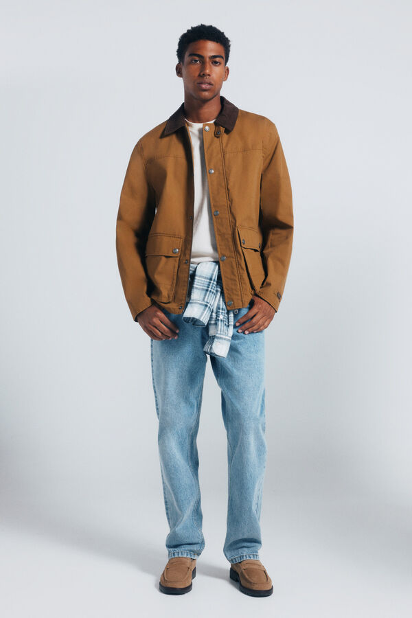 Springfield Parka curta de gola veludo estampado