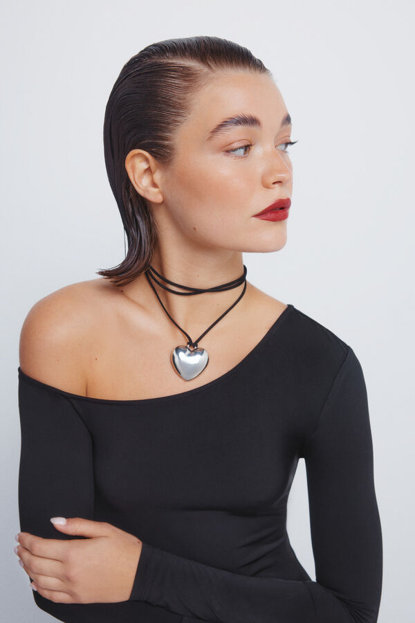 Springfield Vestido midi drapeado com decote assimétrico  preto