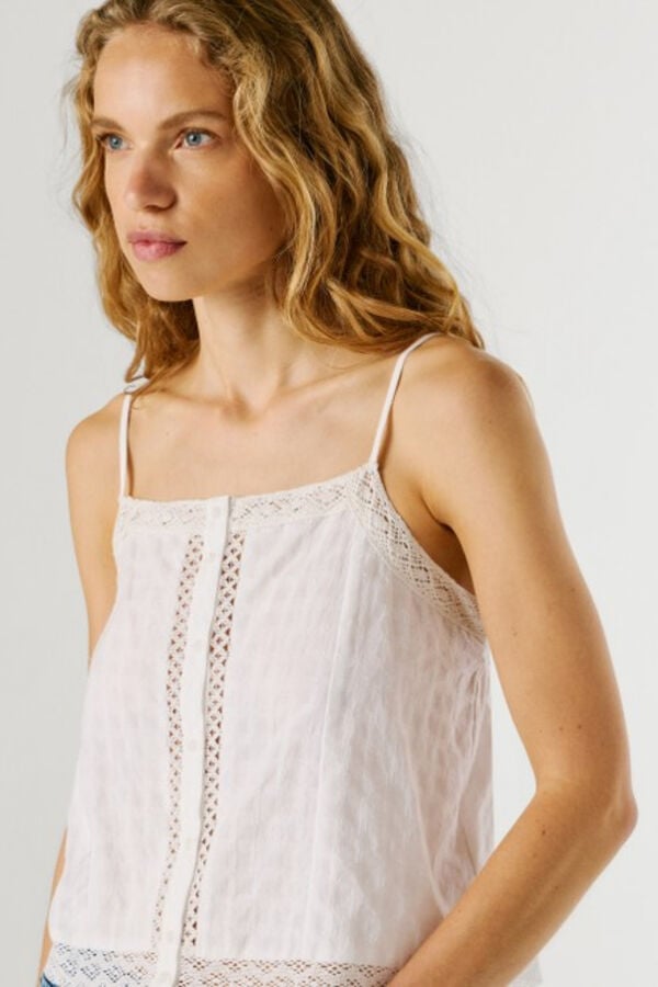 Pepe Jeans Top de al&ccedil;as ajust&aacute;vel branco