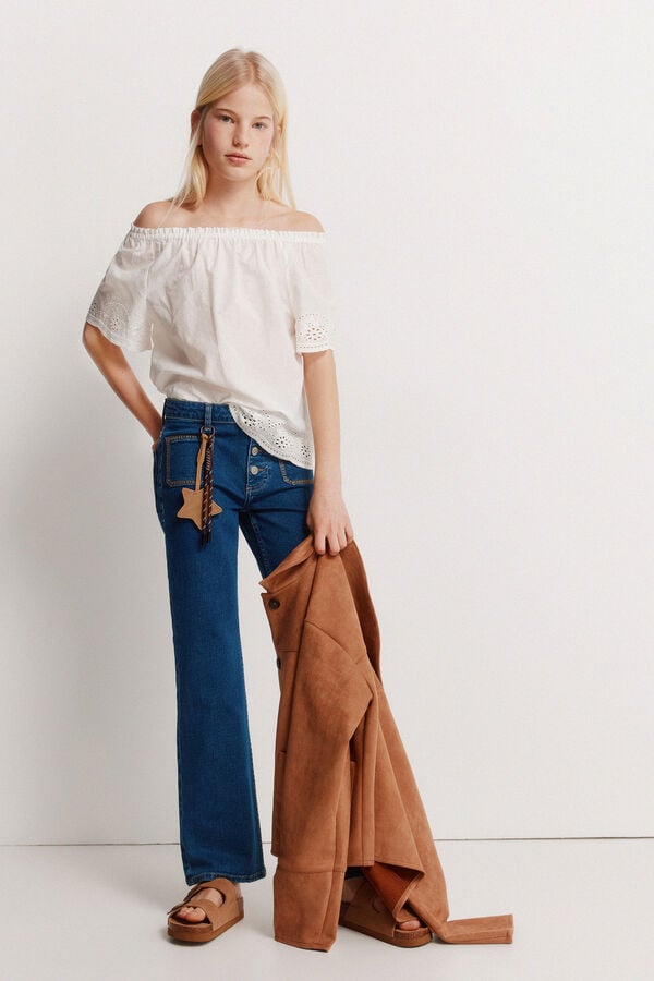 Springfield Kids Blusa bordada para menina branco