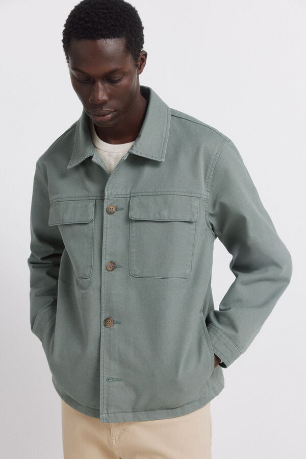 Springfield Sobrecamisa overshirt fit em algod&atilde;o verde