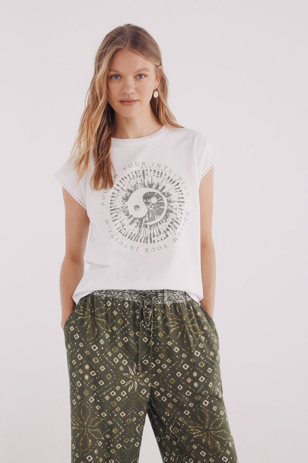 Springfield T-shirt gráfico étnico bege