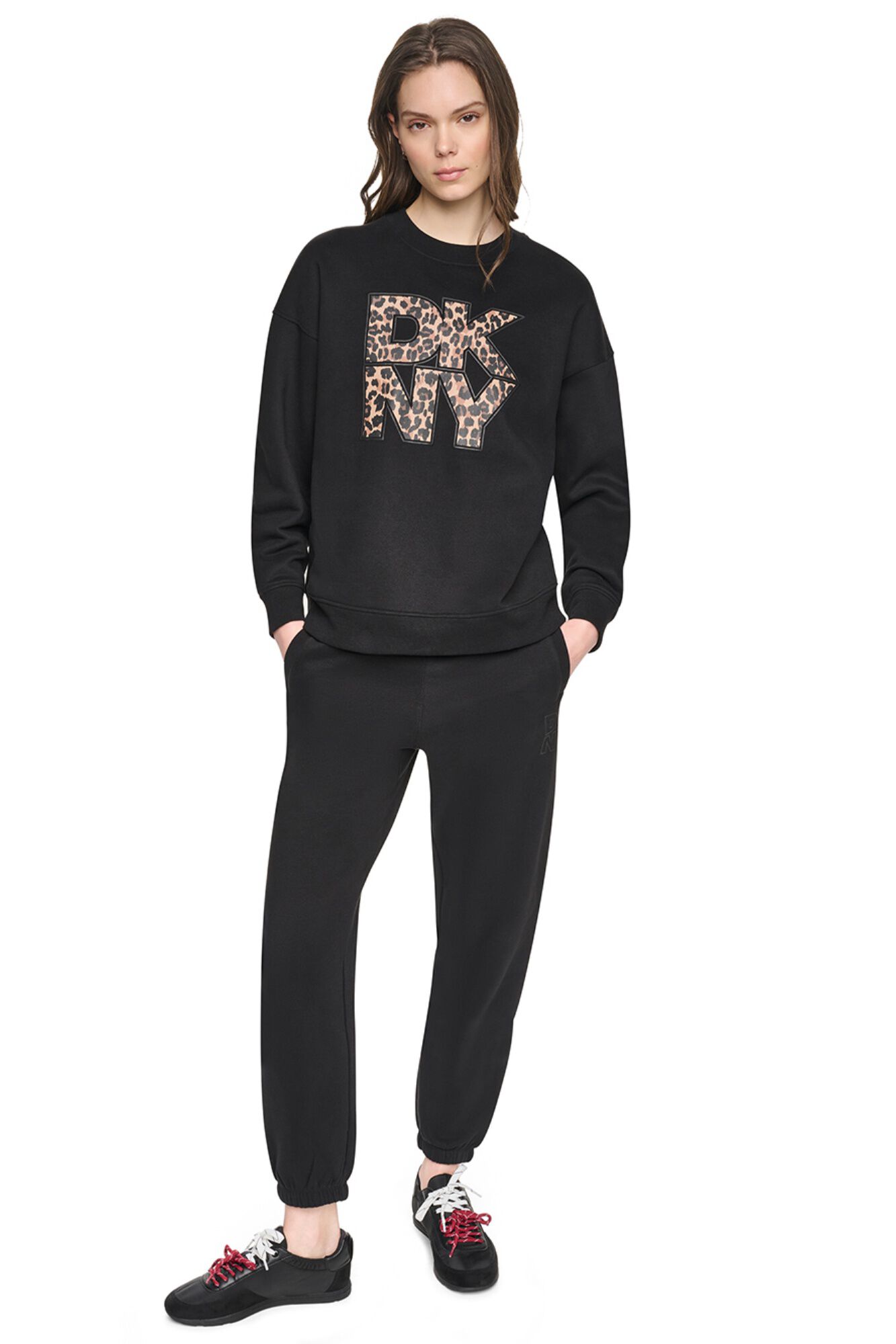 DKNY Sweatshirt gola redonda com logo animal print