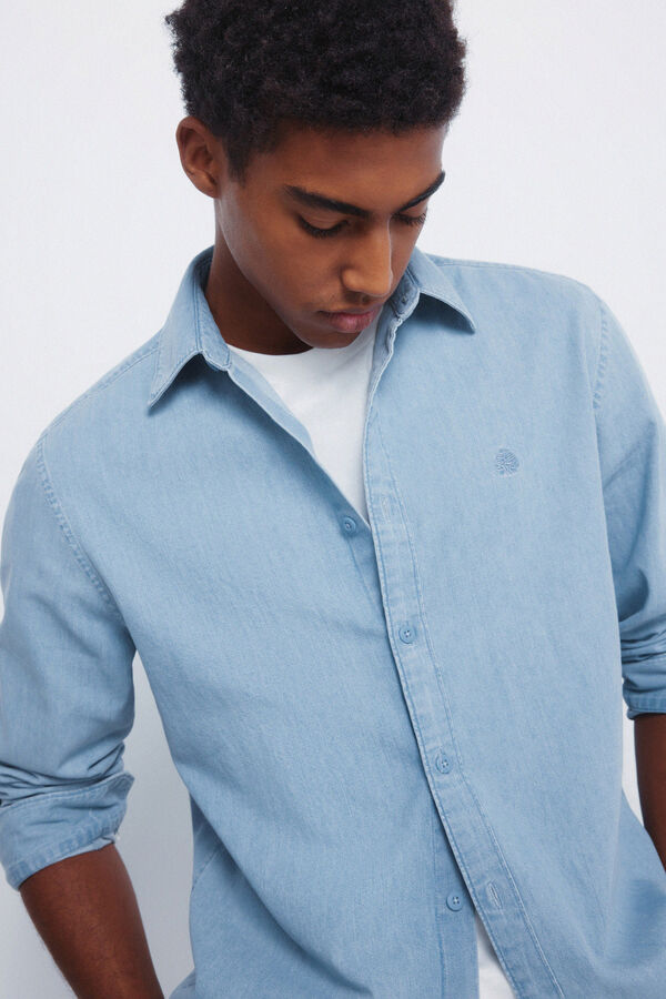 Springfield Camisa jeans azul