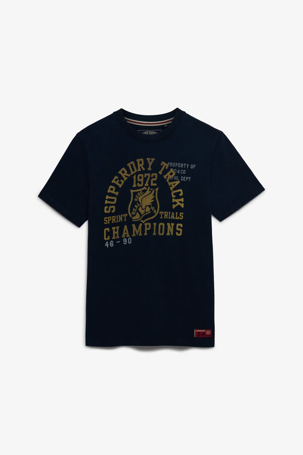 Superdry T-shirt manga curta gr&aacute;fico universit&aacute;rio azul