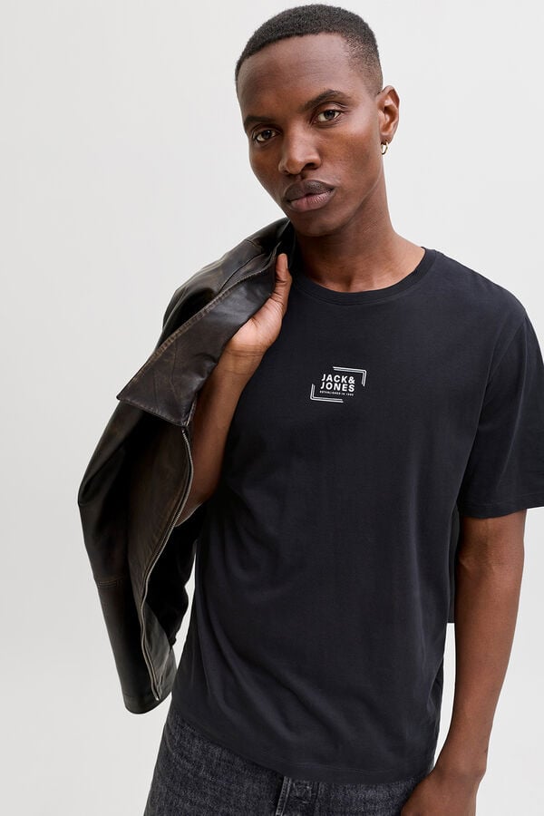 Jack & Jones T-shirt com logo na frente cinzento