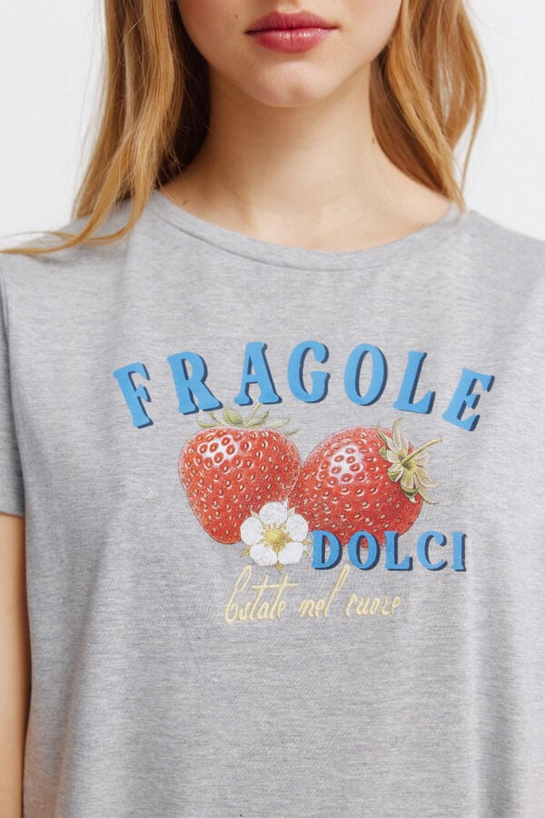 Springfield T-shirt com desenho de fruta cinzento