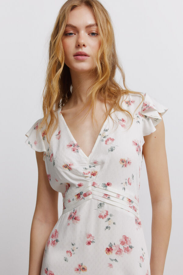 Springfield Vestido plissado sob o peito branco