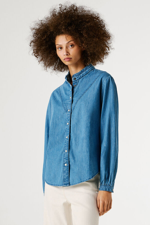 Pepe Jeans Camisa de ganga de manga comprida azul