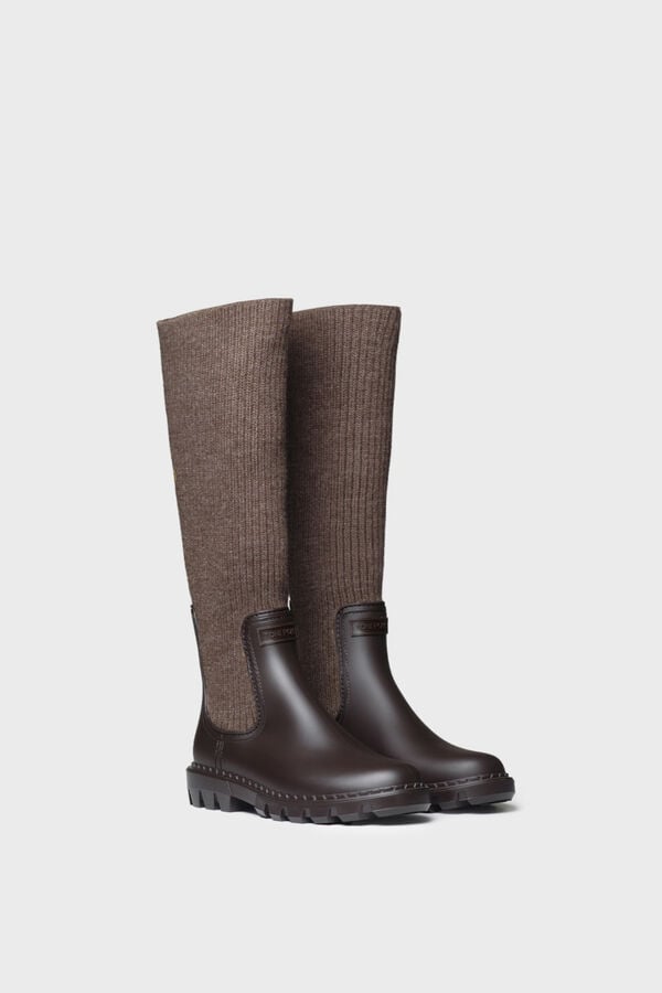 Toni Pons Botas de cano alto em lycra castanho