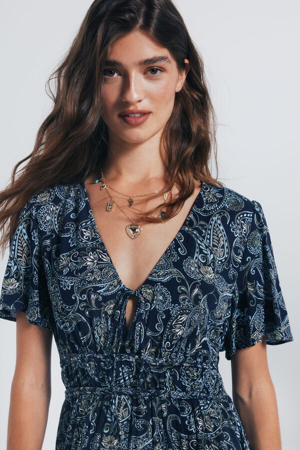 Springfield Vestido midi com cintura trançada azul