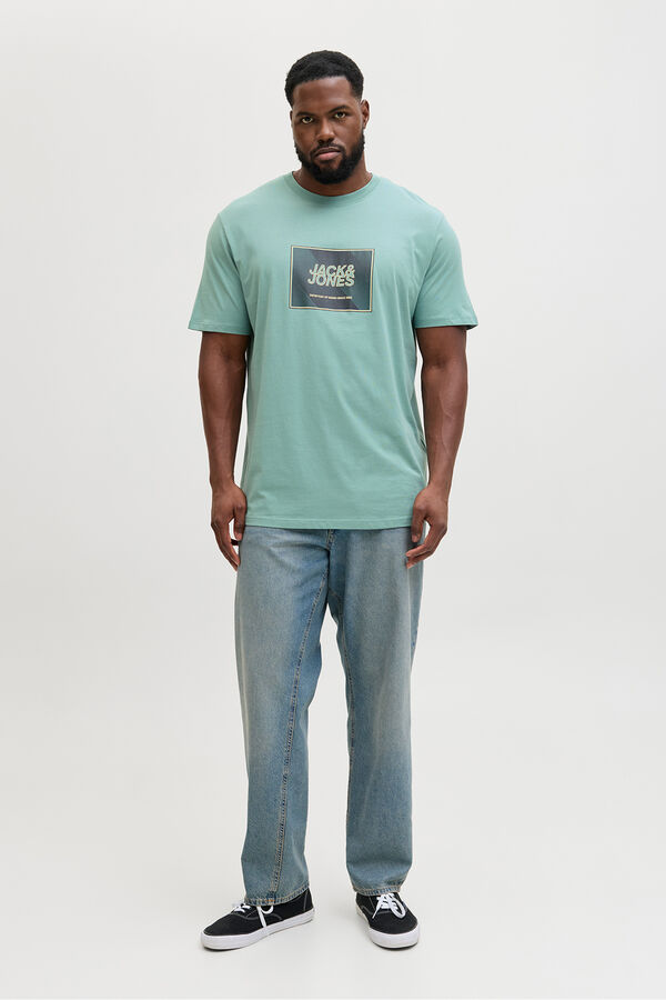 Jack & Jones PLUS T-shirt logo quadrado azul
