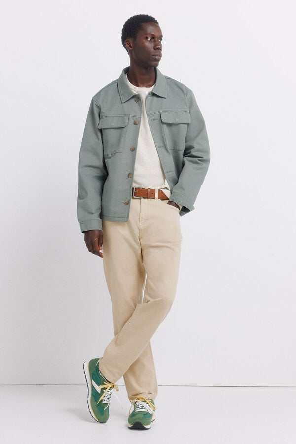 Springfield Sobrecamisa overshirt fit em algod&atilde;o verde