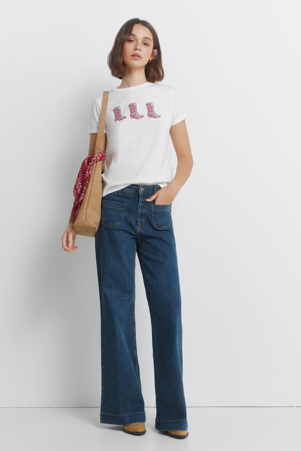 Springfield T-shirt com mangas dobradas bege