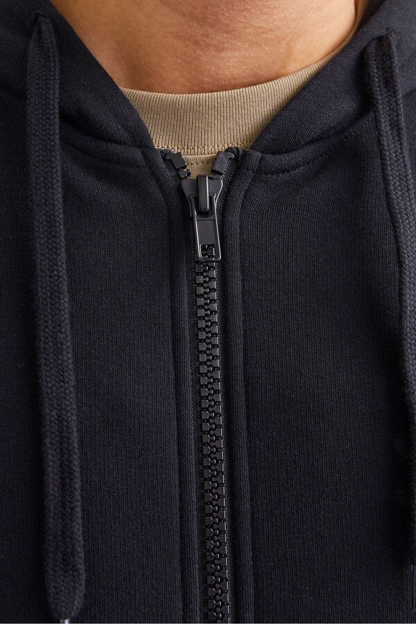 Jack & Jones Sweatshirt b&aacute;sica com fecho-&eacute;clair preto