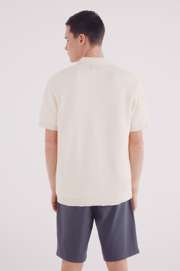 Springfield short sleeve neck polo shirt neck cardigan white