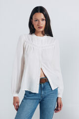 Springfield Blusa lace algodón marrón