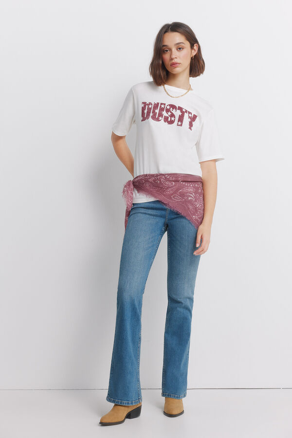 Springfield T-shirt gola canelada dusty bege