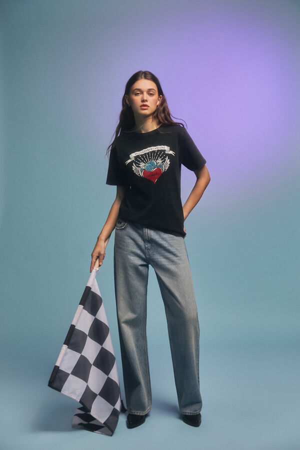 Springfield Camiseta "Você nunca vai me pegar" preto