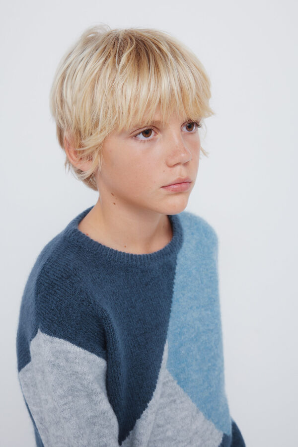 Springfield Kids Jersey figuras geometricas para niño azul