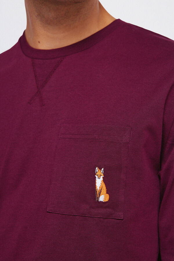 Springfield Pijama comprido com calça fannel xadrez grená estampado