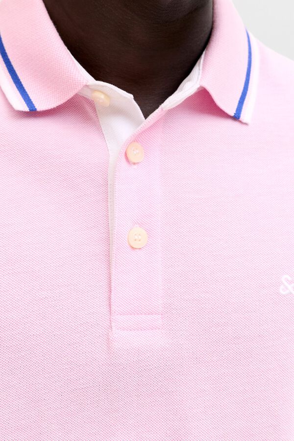 Jack & Jones Polo de manga curta b&aacute;sico rosa