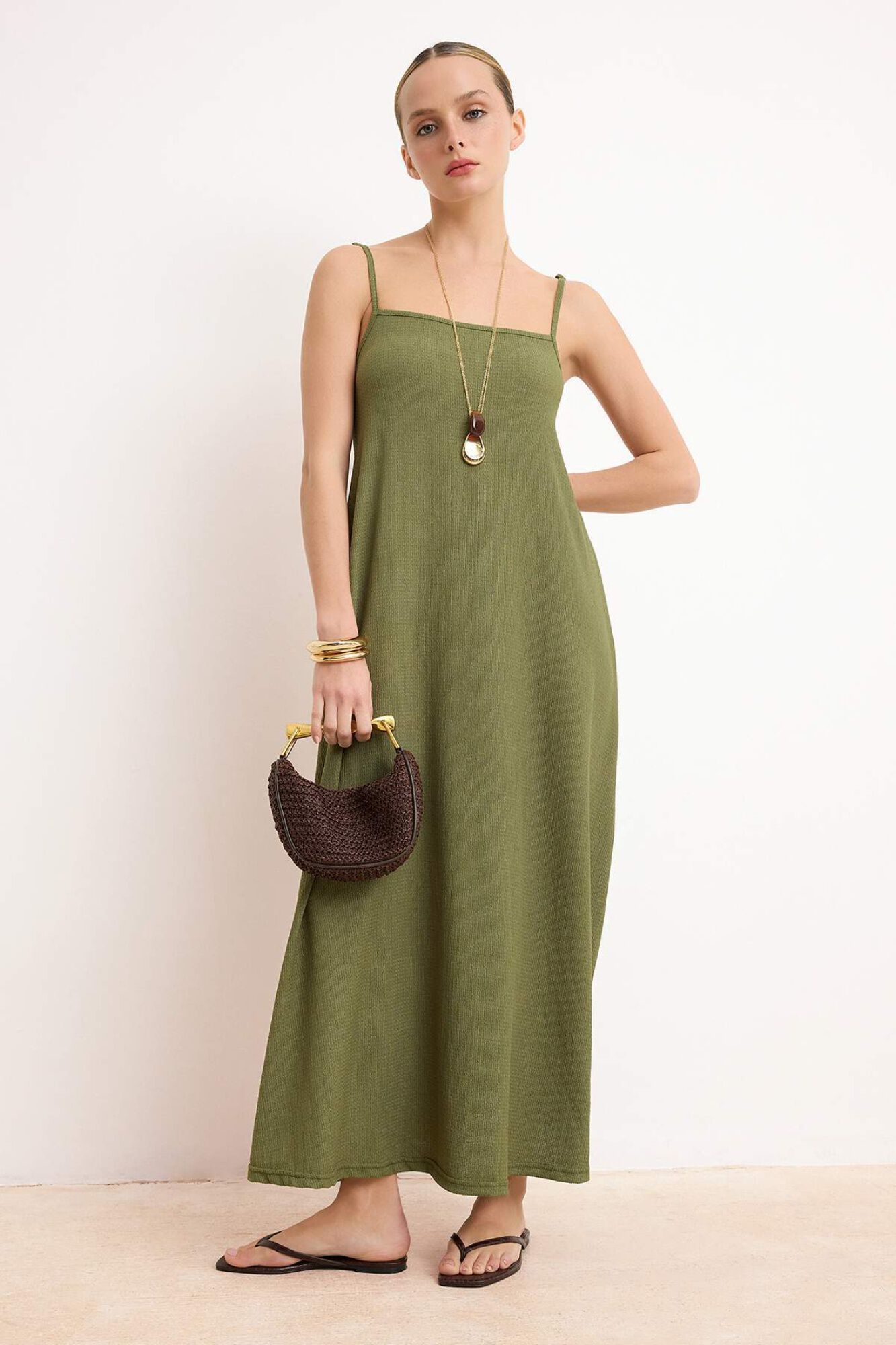 Trendyol Vestido maxi espalda descubierta