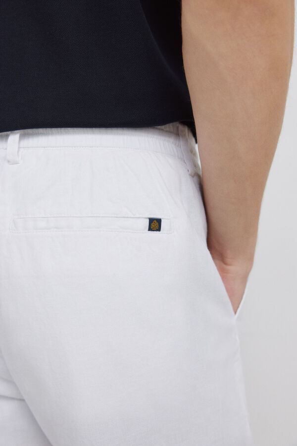 Springfield Cal&ccedil;as chino em linho comfort fit branco
