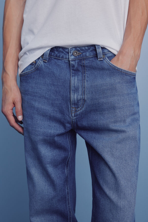 Springfield Calça calças chino slim fit com micro estampa azul