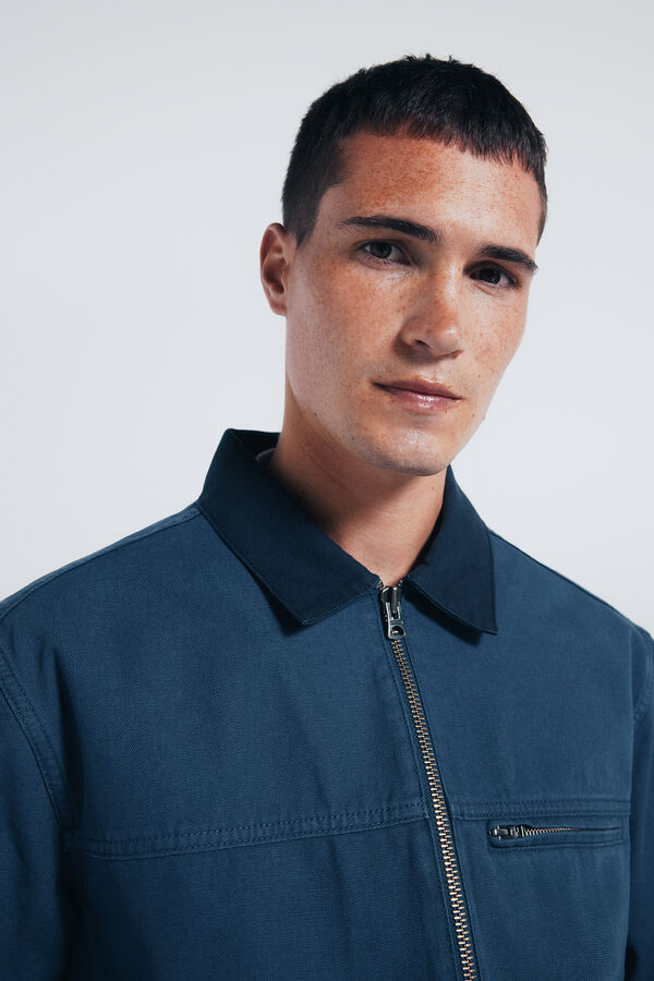 Springfield Contrast washed cotton jacket blue