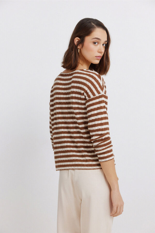 Springfield Striped shoulder buttons T-shirt nude