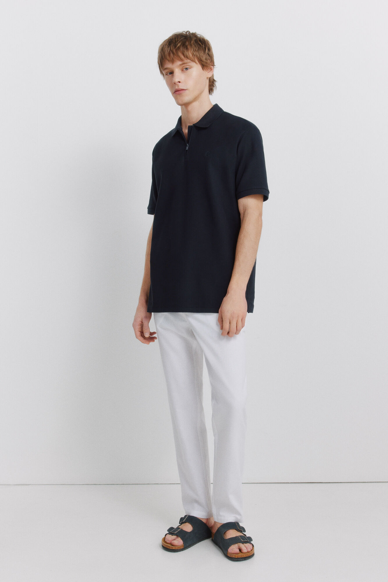 Springfield Polo piqu&eacute; fecho-&eacute;clair regular fit