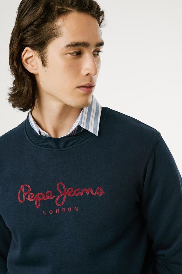 Pepe Jeans Sweatshirt Gola Redonda Com Logo azul