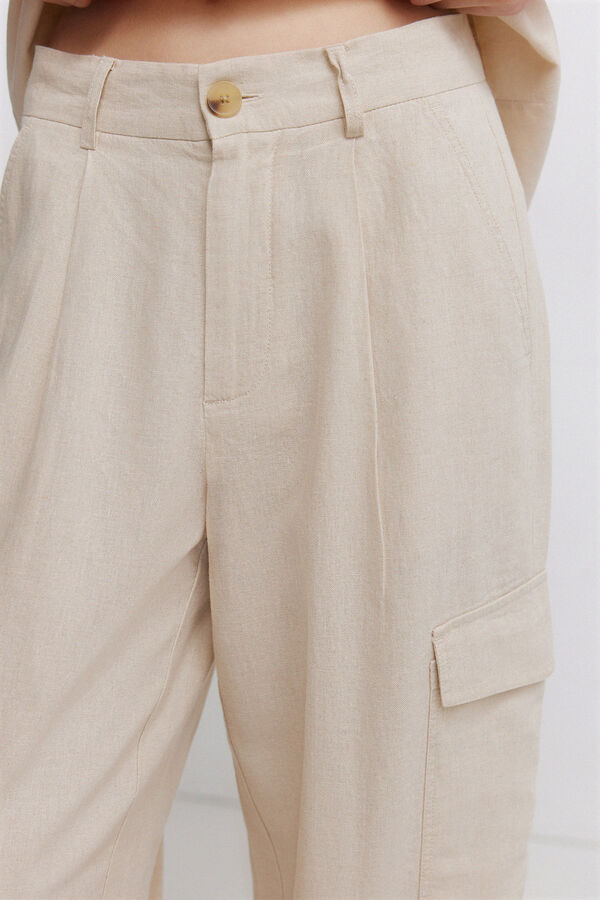 Springfield Cal&ccedil;a cargo em linho cru