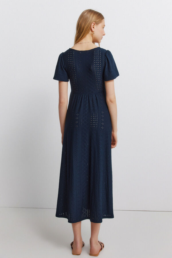 Springfield Vestido midi bordado su&iacute;&ccedil;o azul