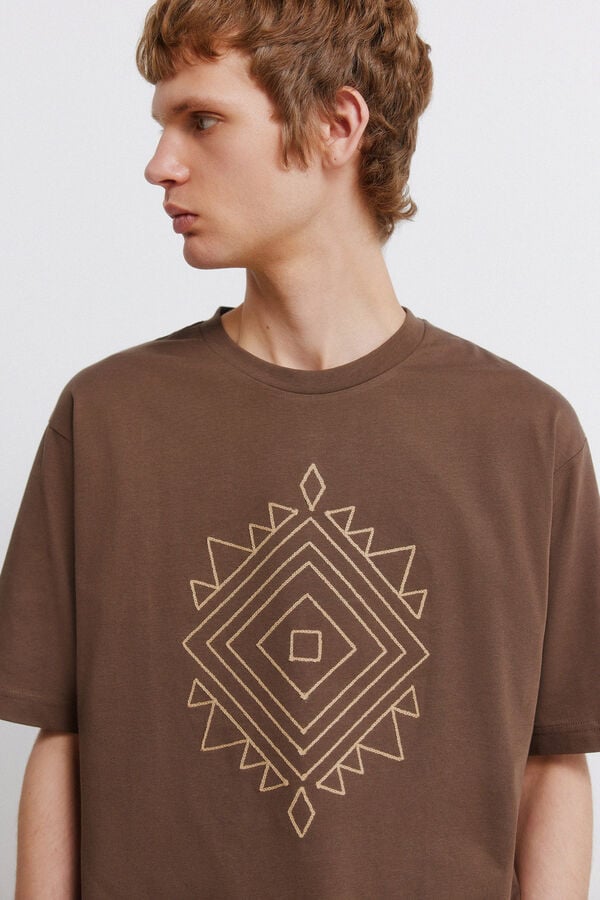 Springfield T-shirt bordado &eacute;tnico cru