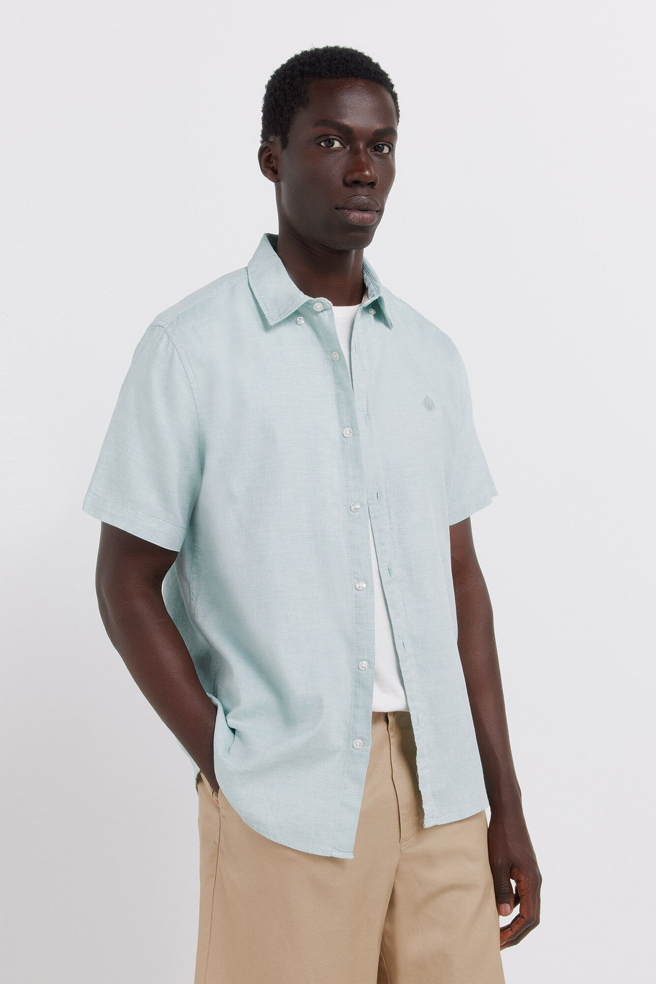 Springfield Camisa manga corta estructura bicolor
