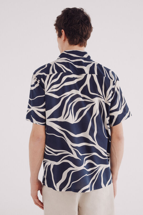 Springfield Camisa manga corta viscosa estampado azul
