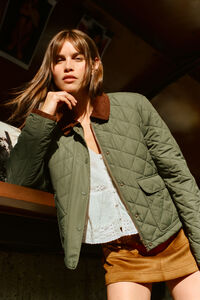 Springfield Casaco curta acolchoada com gola de veludo cotelê