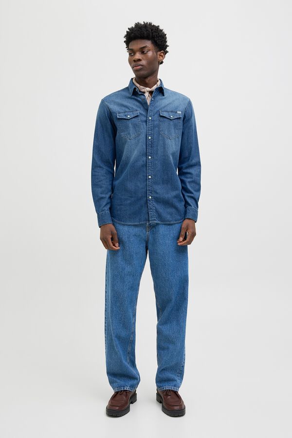 Jack & Jones Camisa de ganga regular azul