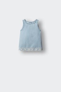 Springfield Kids Blusa em denim leve com recortes para menina